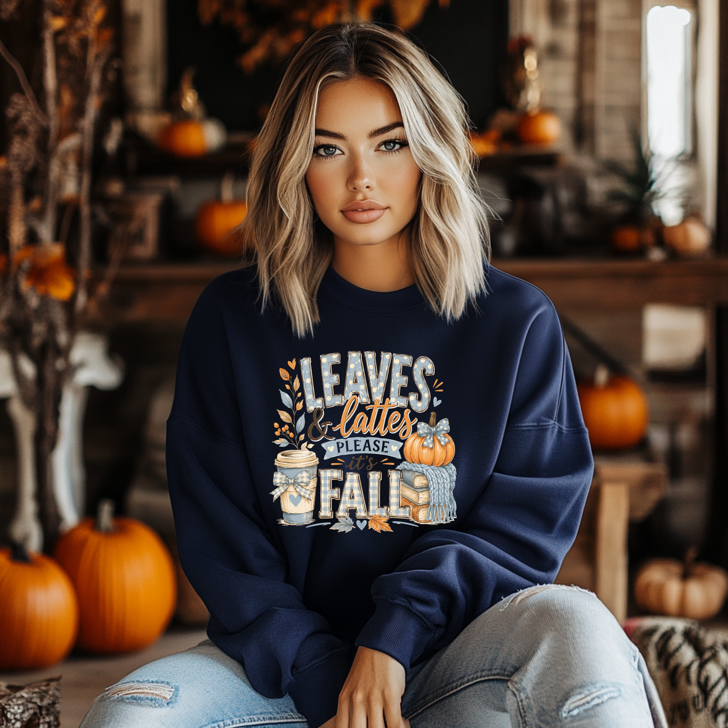 Leaves And Lattes Please It's Fall DTF Print