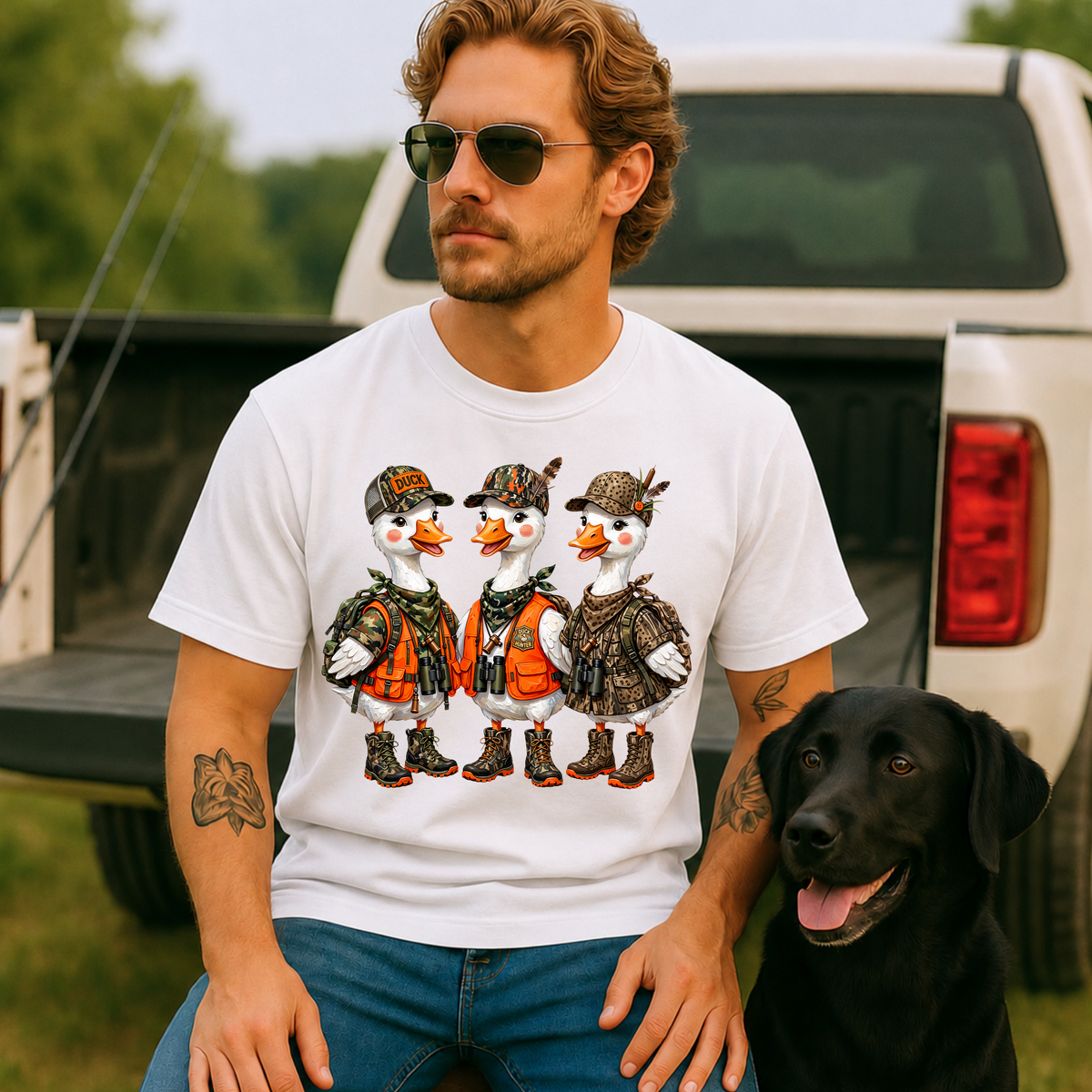 Gooses Wearing Camo Outfits DTF Print