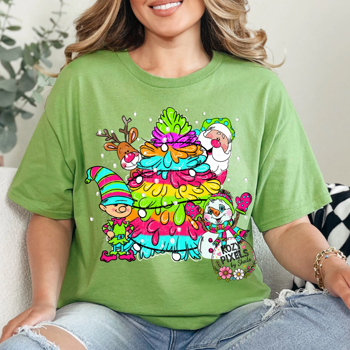 Colorful Christmas Tree DTF Print
