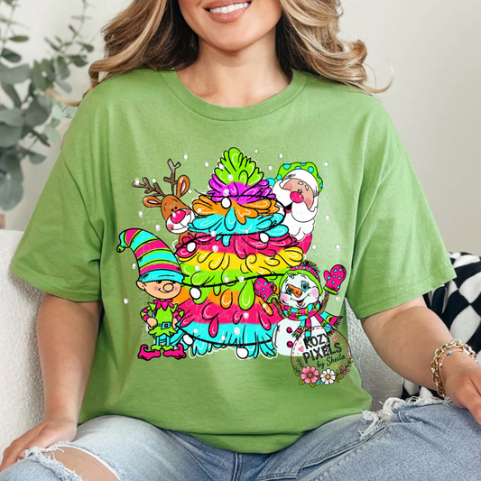 Colorful Christmas Tree DTF Print
