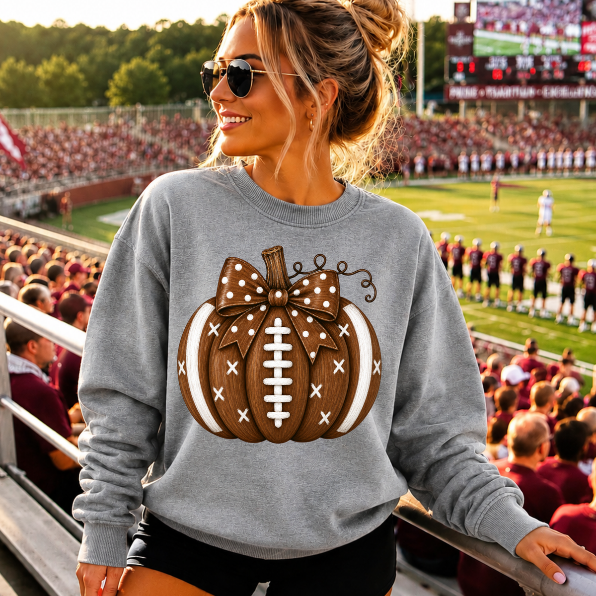 Preppy Football Pumpkin DTF Print