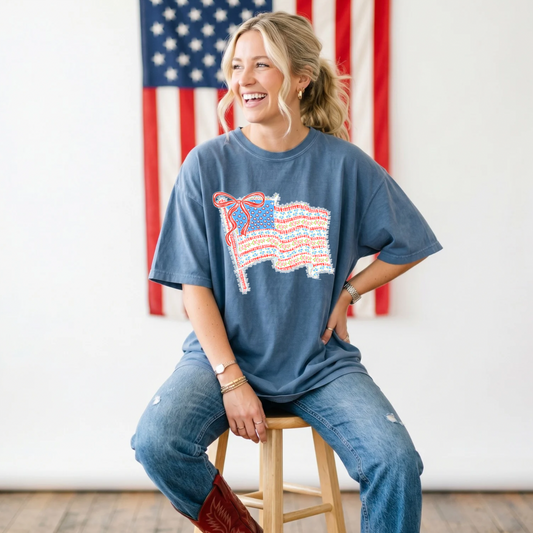 Patch Work American Flag DTF Print