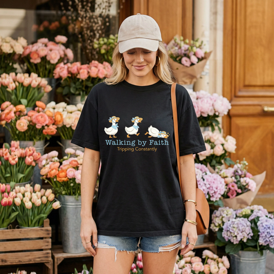 Walking By Faith Tripping Constantly DTF Print