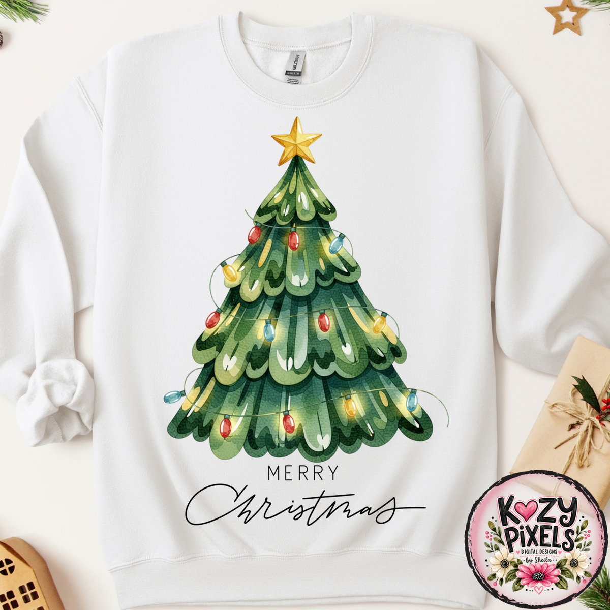Merry Christmas Tree DTF Print
