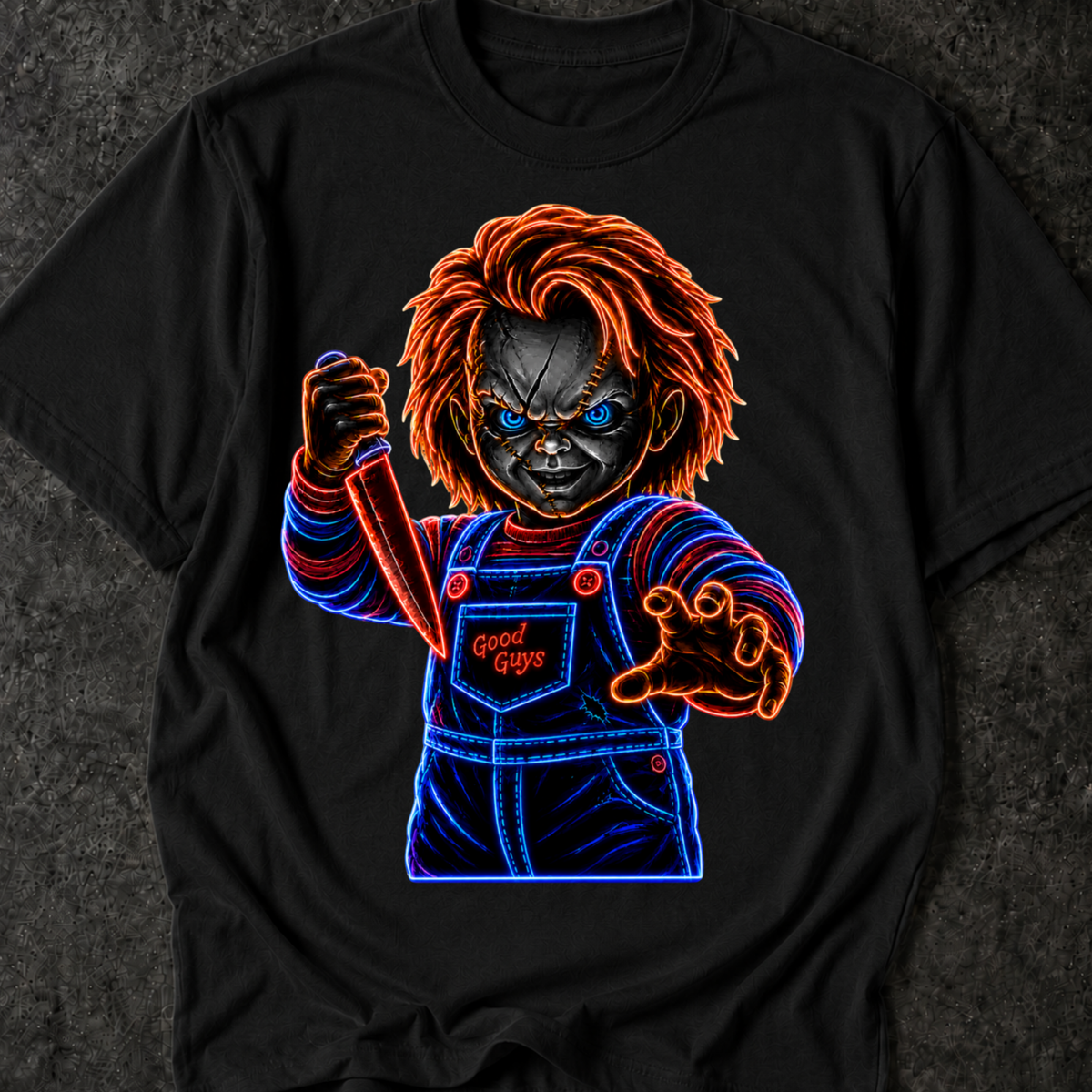 Neon Kid With Knife DTF Print