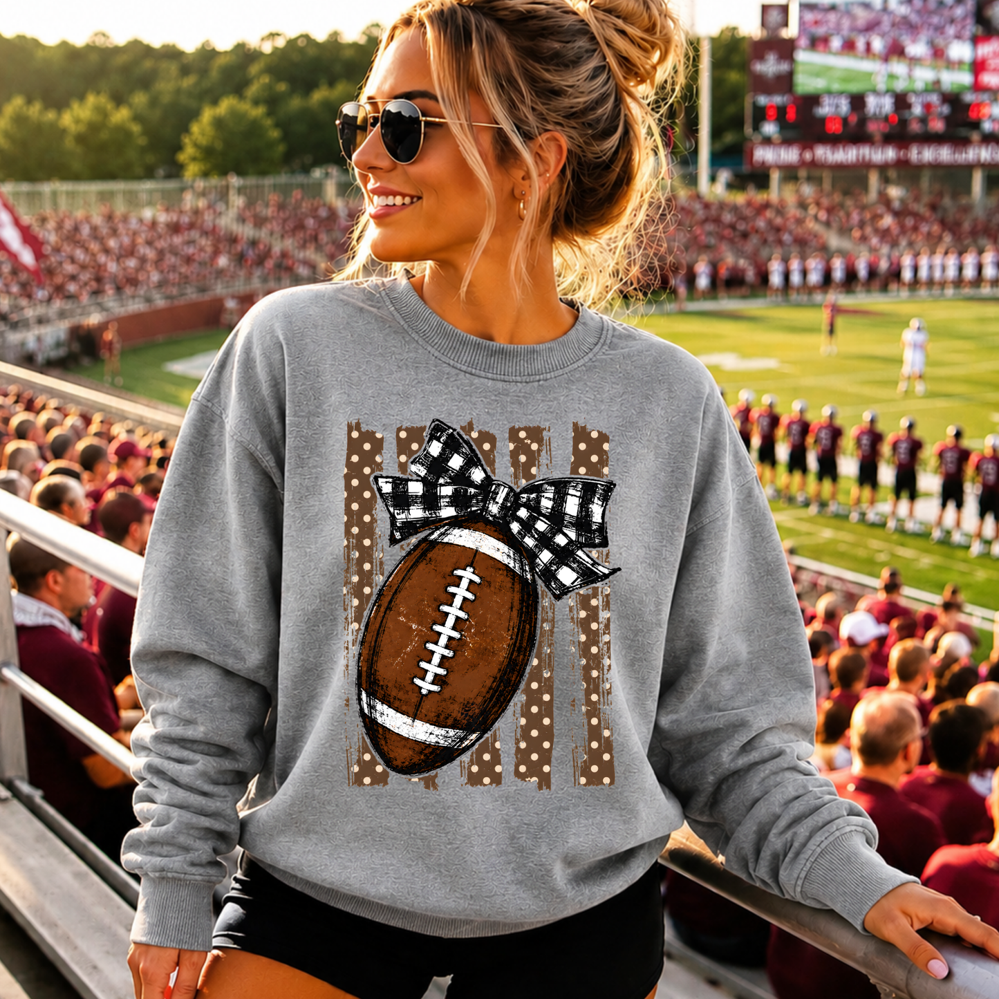 Preppy Football With Bow DTF Print
