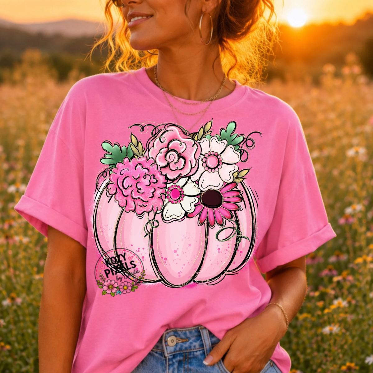 Pink Pumpkin DTF Print