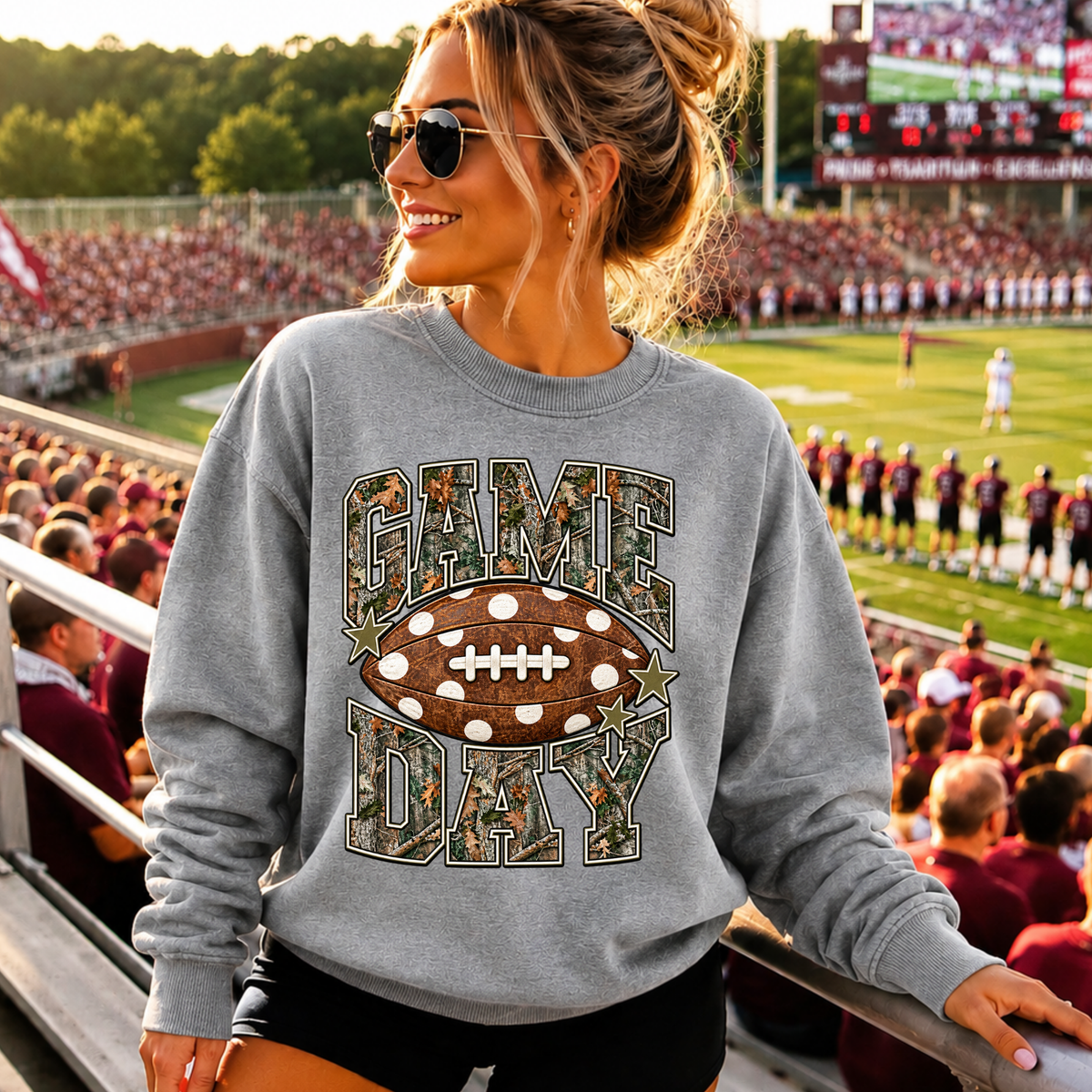 Camo Football Game Day DTF Print