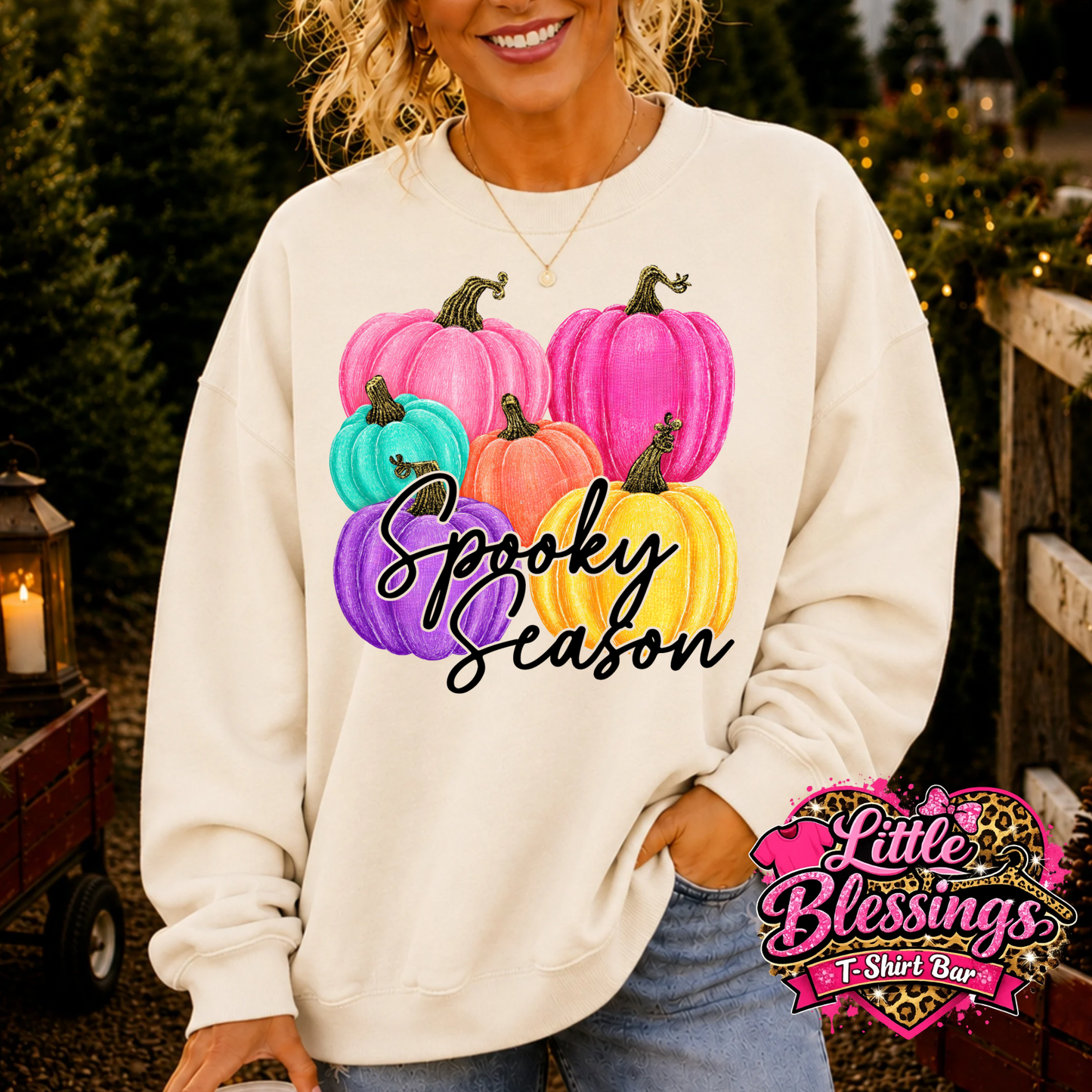 Spooky Season Colorful Pumpkin DTF Print