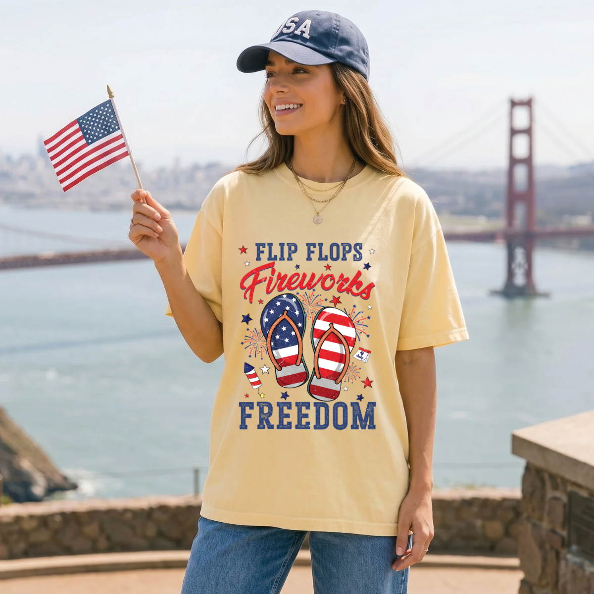 Flip Flops Fireworks Freedom DTF Print
