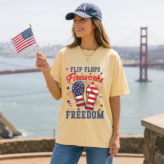 Flip Flops Fireworks Freedom DTF Print