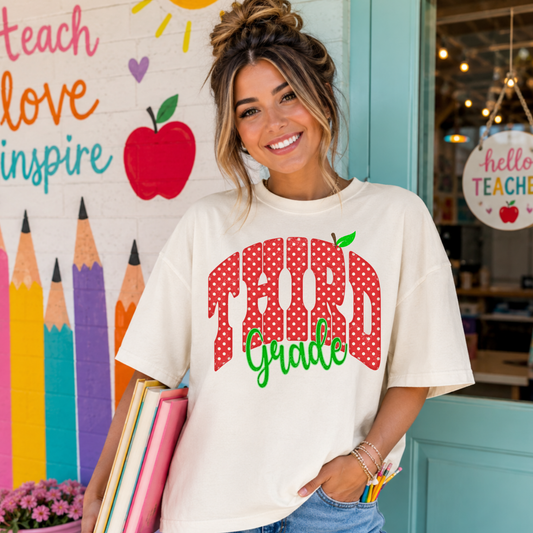 Red Apple Third Grade DTF Print