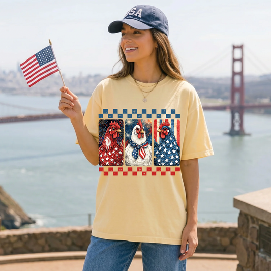 4th Of July Chickens DTF Print