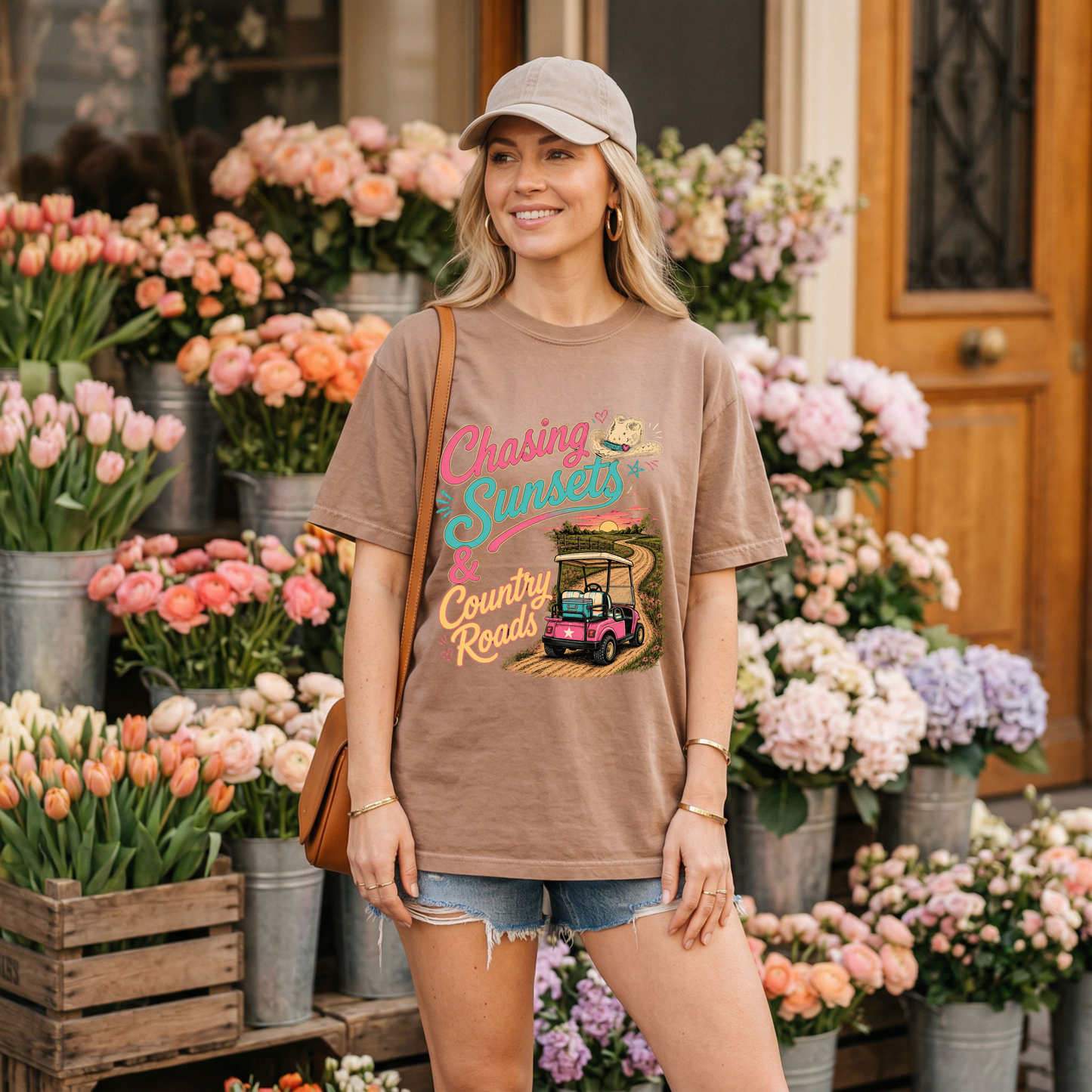 Chasing Sunsets & Country Roads Golf Cart DTF Print