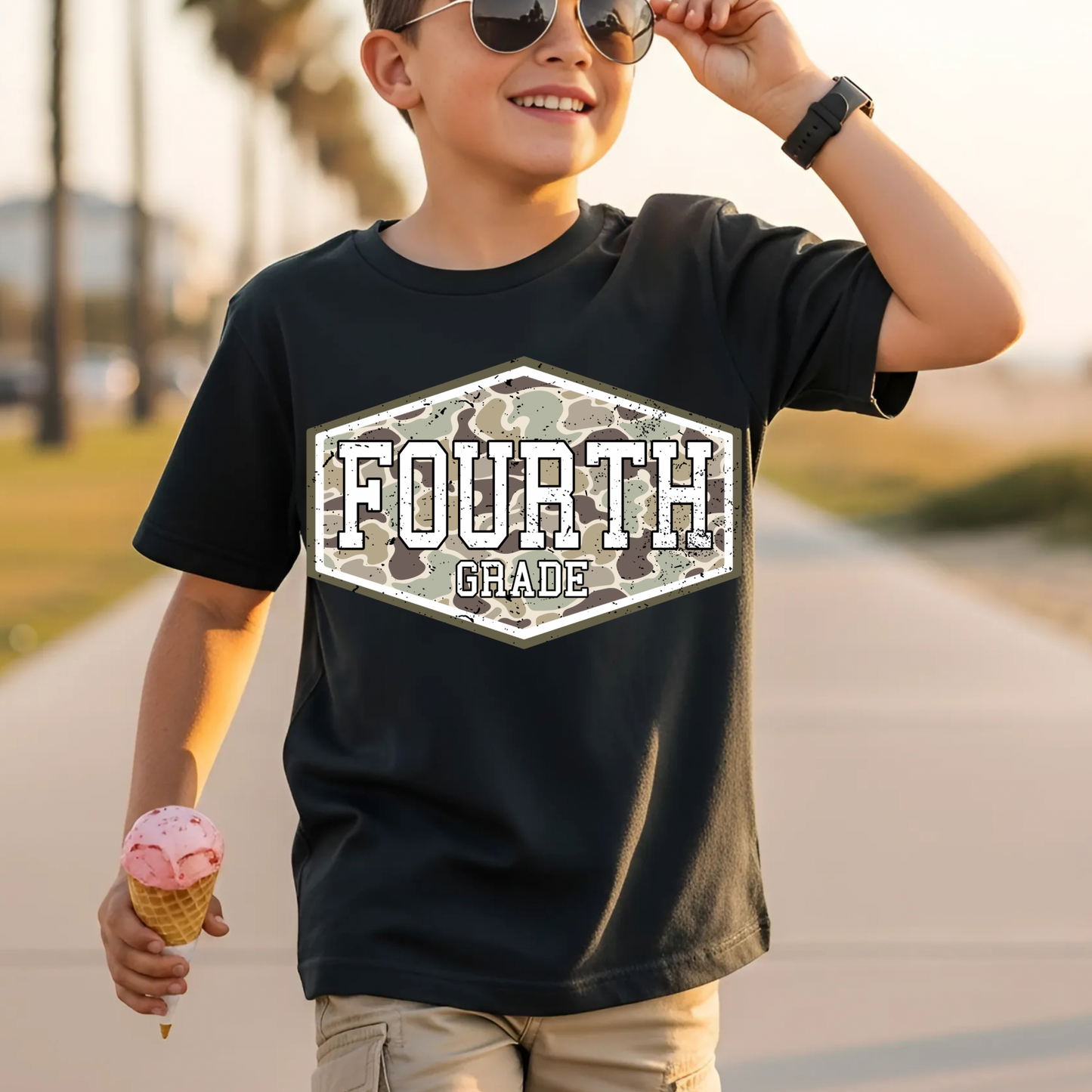 Boy's Camo Fourth Grade DTF Print