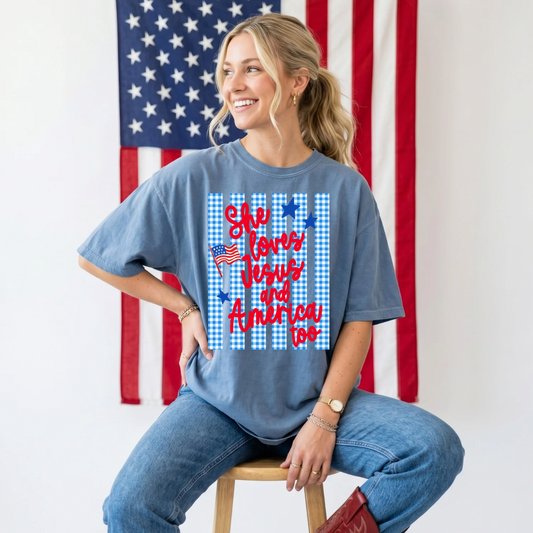 She Loves Jesus And America Too DTF Print
