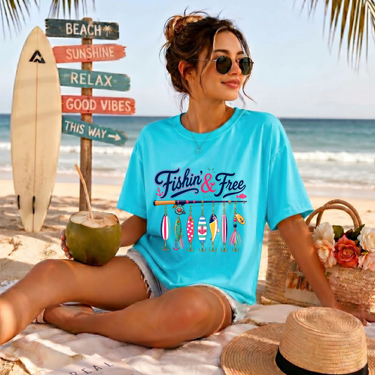 Fishin' & Free DTF Print