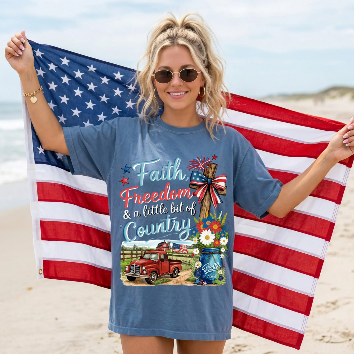 Faith,Freedom,And A Little Bit Of Country DTF Print