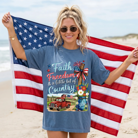 Faith,Freedom,And A Little Bit Of Country DTF Print