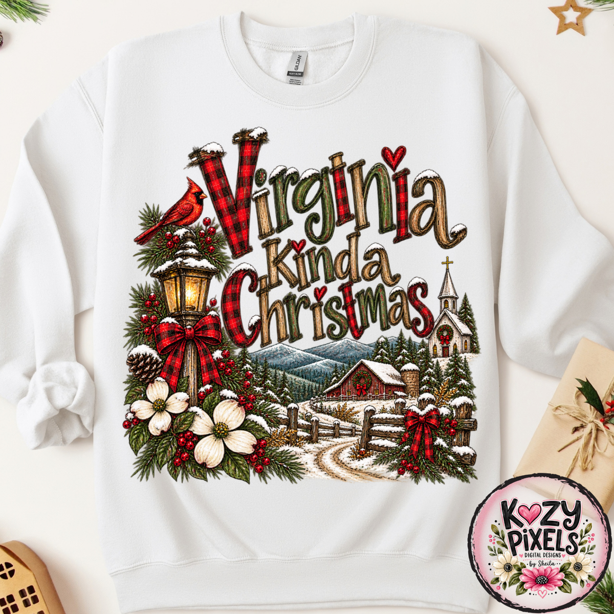 Virginia Kinda Christmas DTF Print