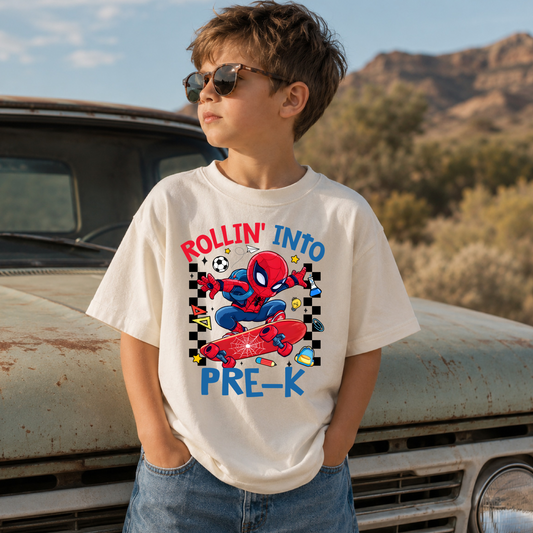 Rollin' Into Pre-k Spider Guy DTF Print
