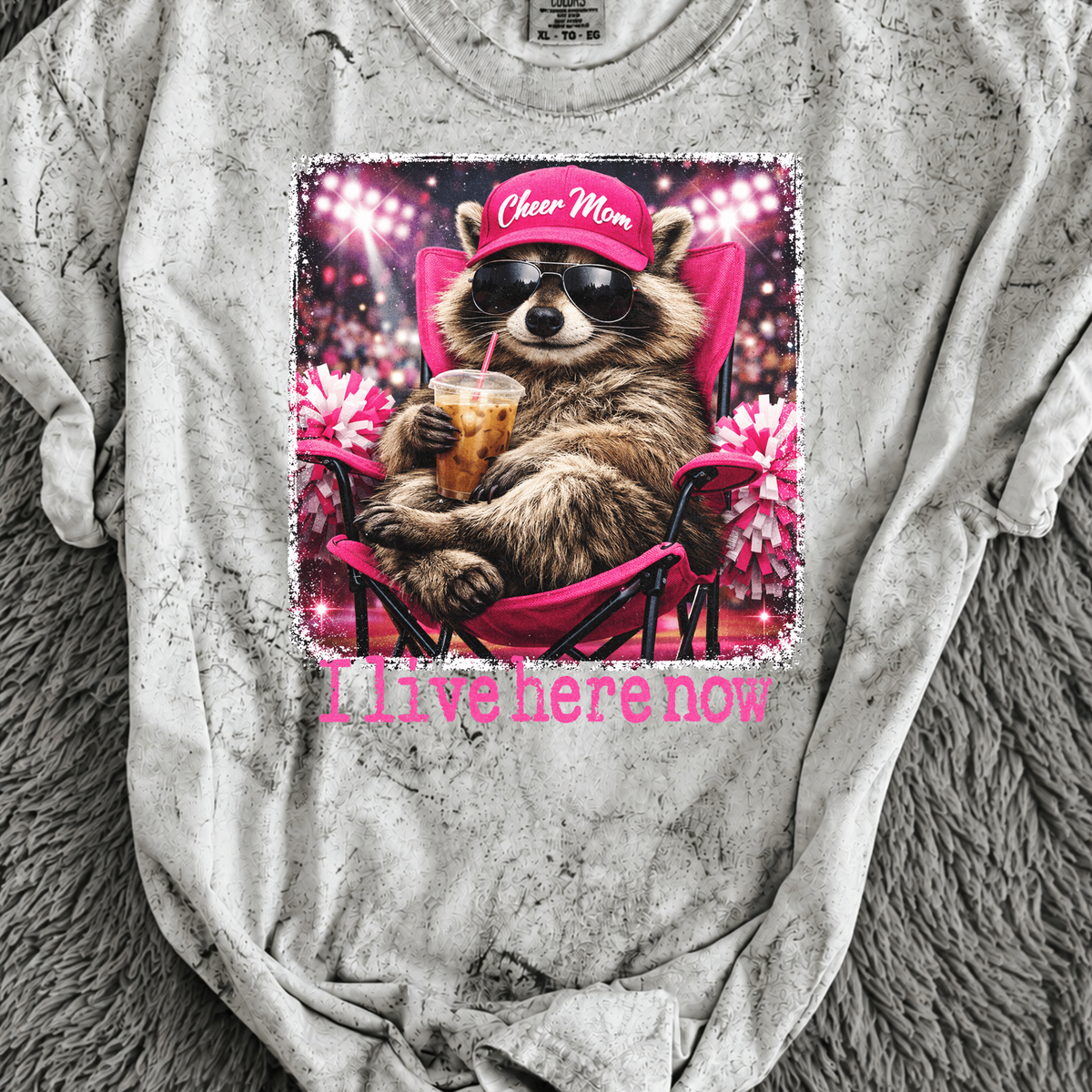 Raccon I Live Here Now Football DTF Print