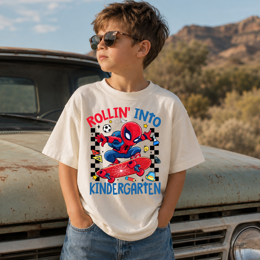 Rollin Into Kindergarten Grade Spider Guy DTF Print