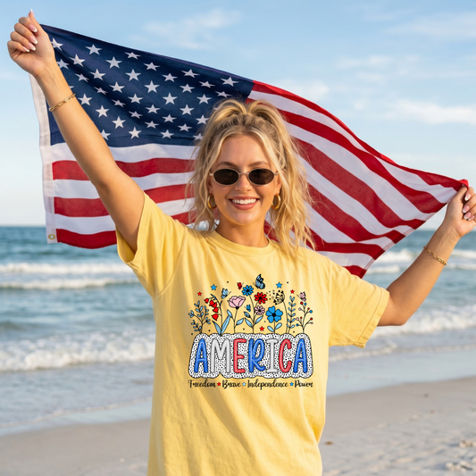 America Flower DTF Print